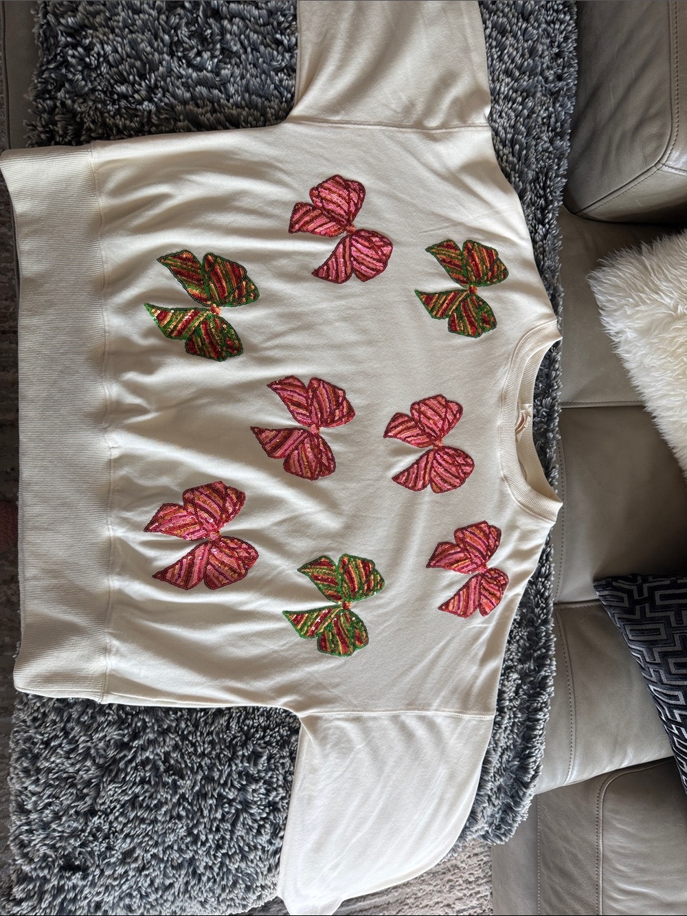 Peach Love California Cream Pullover with Pink Logo Tag